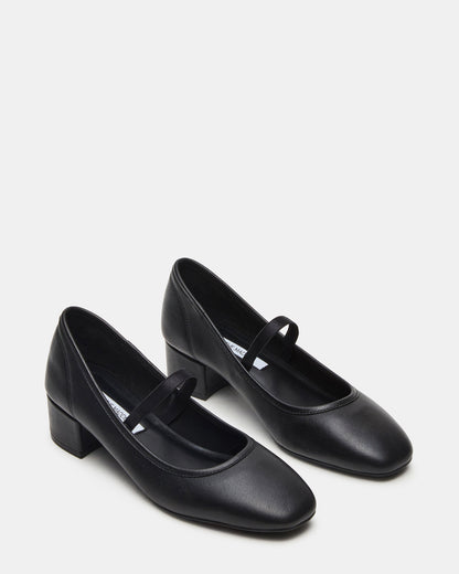 Steve Madden MURAL Black Leather Mary Jane Block Heel Square-Toe Women's Heel