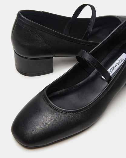 Steve Madden MURAL Black Leather Mary Jane Block Heel Square-Toe Women's Heel