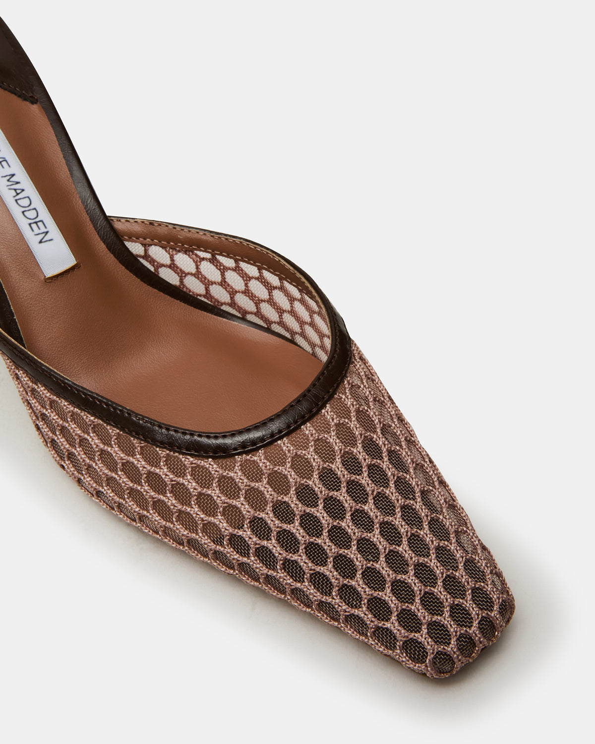 Steve Madden ALYSE Mocha Mesh Square-Toe Mule Women's Kitten Heel