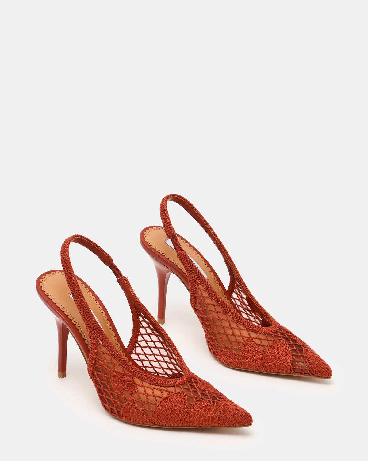 Steve Madden ANDROMEDA Crochet Terracotta Slingback Pointed-Toe Stiletto Pump Women's Heel