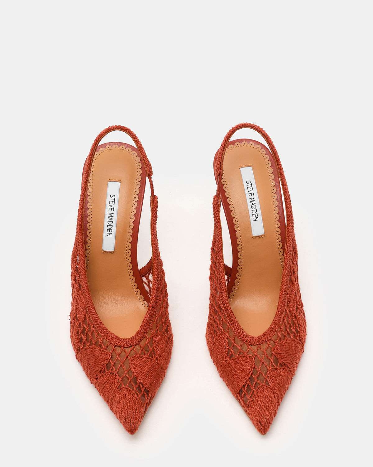 Steve Madden ANDROMEDA Crochet Terracotta Slingback Pointed-Toe Stiletto Pump Women's Heel