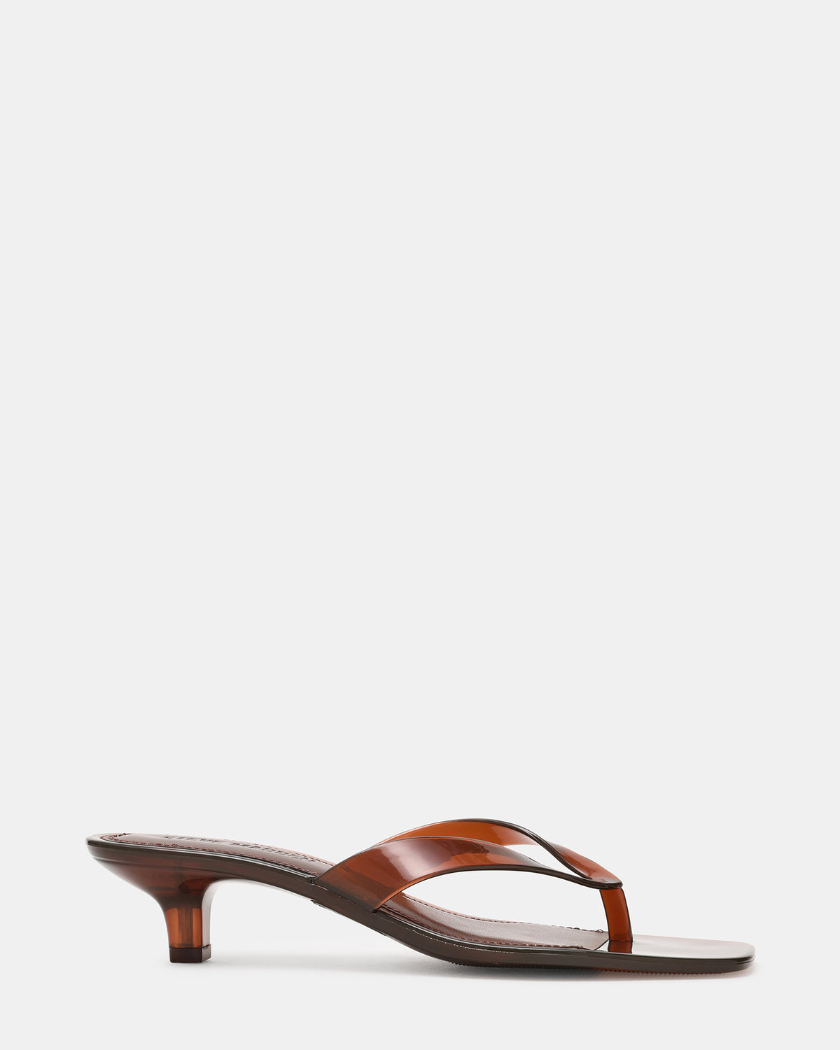 Steve Madden TRACIE Jelly Dark Brown Thong Strap Women's Kitten Heel