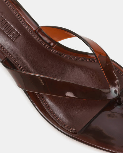 Steve Madden TRACIE Jelly Dark Brown Thong Strap Women's Kitten Heel