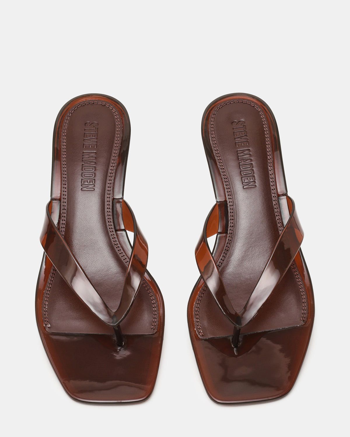 Steve Madden TRACIE Jelly Dark Brown Thong Strap Women's Kitten Heel