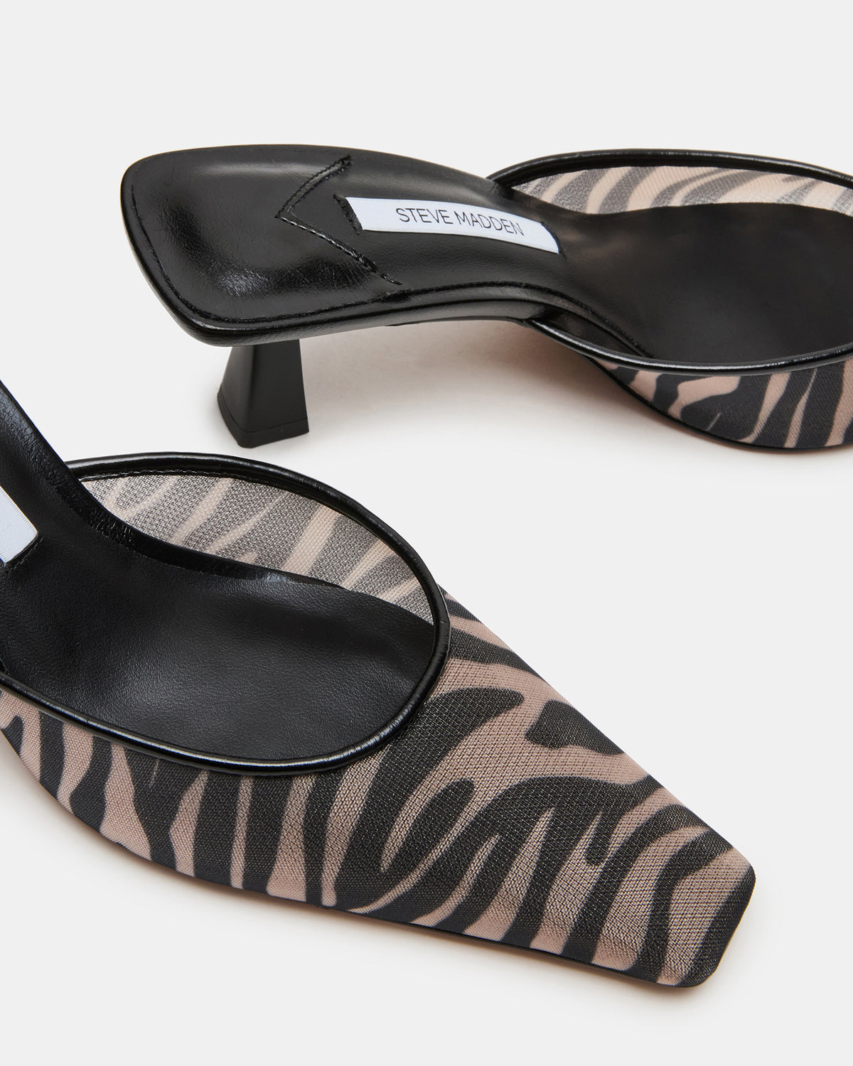 Steve Madden ALYSE Zebra Mesh Square-Toe Mule Women's Kitten Heel