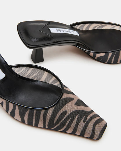 Steve Madden ALYSE Zebra Mesh Square-Toe Mule Women's Kitten Heel
