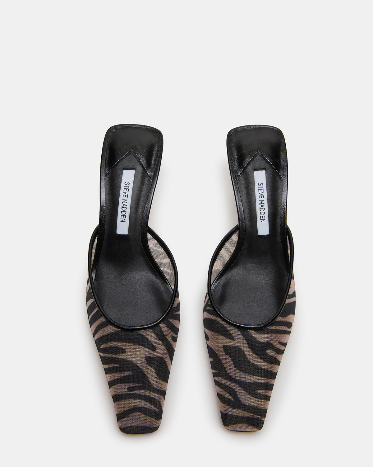Steve Madden ALYSE Zebra Mesh Square-Toe Mule Women's Kitten Heel