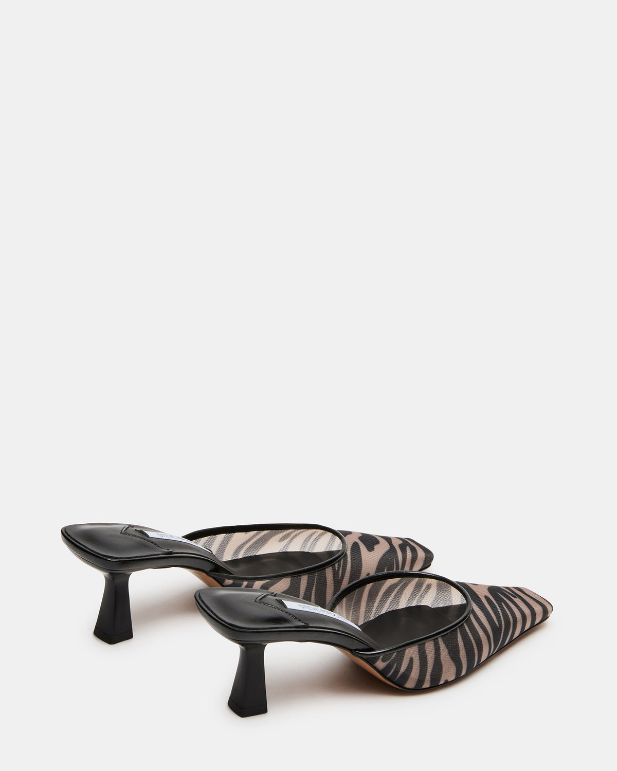 Steve Madden ALYSE Zebra Mesh Square-Toe Mule Women's Kitten Heel