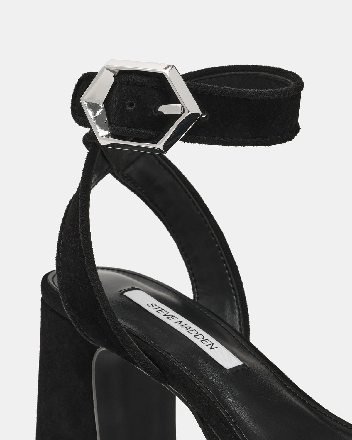 Steve Madden ELIDA Black Suede Ankle Strap Platform Women's Block Heel