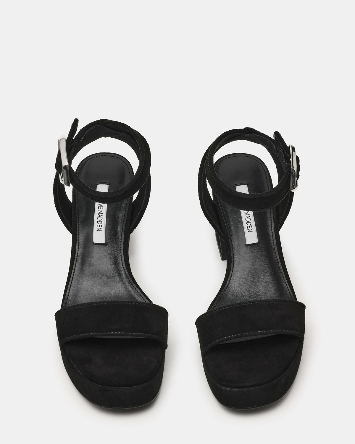 Steve Madden ELIDA Black Suede Ankle Strap Platform Women's Block Heel