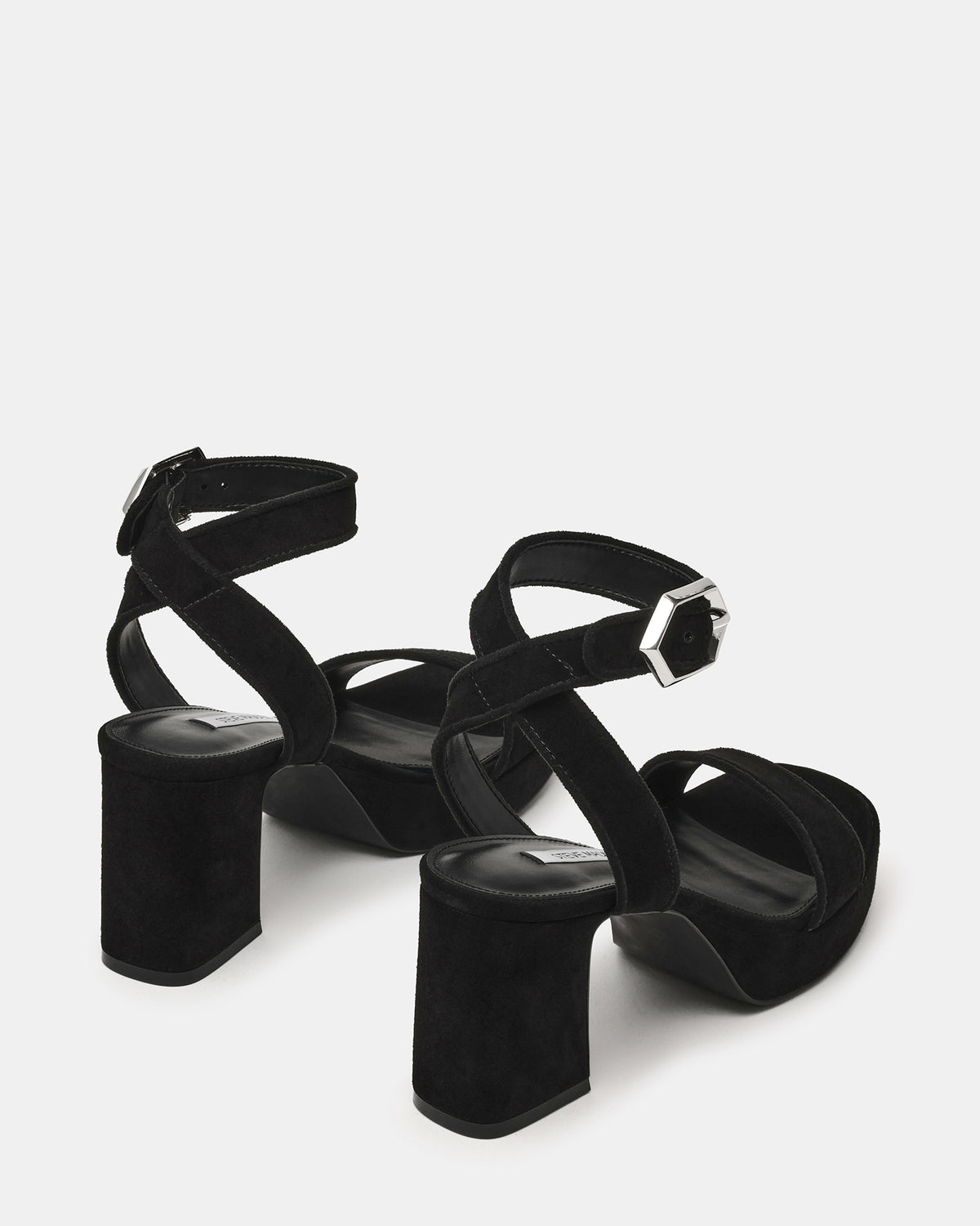 Steve Madden ELIDA Black Suede Ankle Strap Platform Women's Block Heel