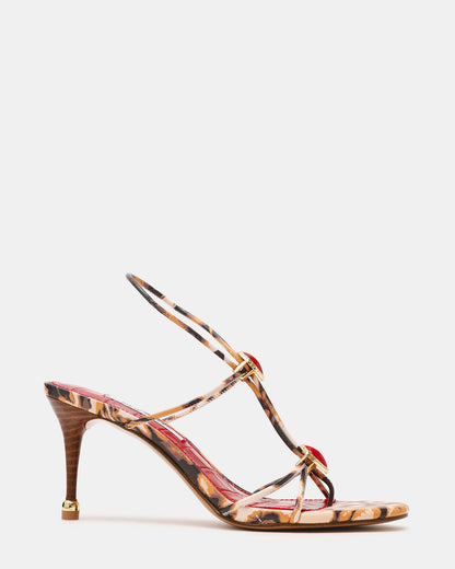 Steve Madden RAMOS-STONE RED/BROWN PRINT Strappy Stiletto Women's Heel