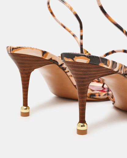Steve Madden RAMOS-STONE RED/BROWN PRINT Strappy Stiletto Women's Heel