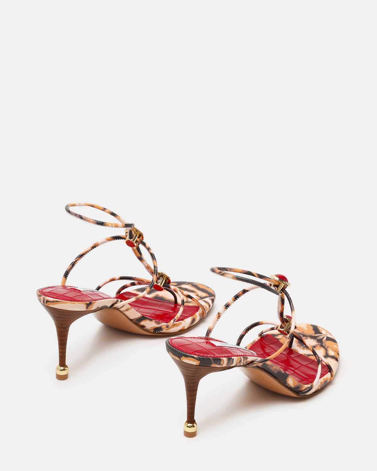Steve Madden RAMOS-STONE RED/BROWN PRINT Strappy Stiletto Women's Heel