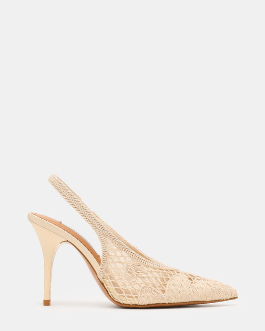 Steve Madden ANDROMEDA Crochet Bone Slingback Pointed-Toe Stiletto Pump Women's Heel