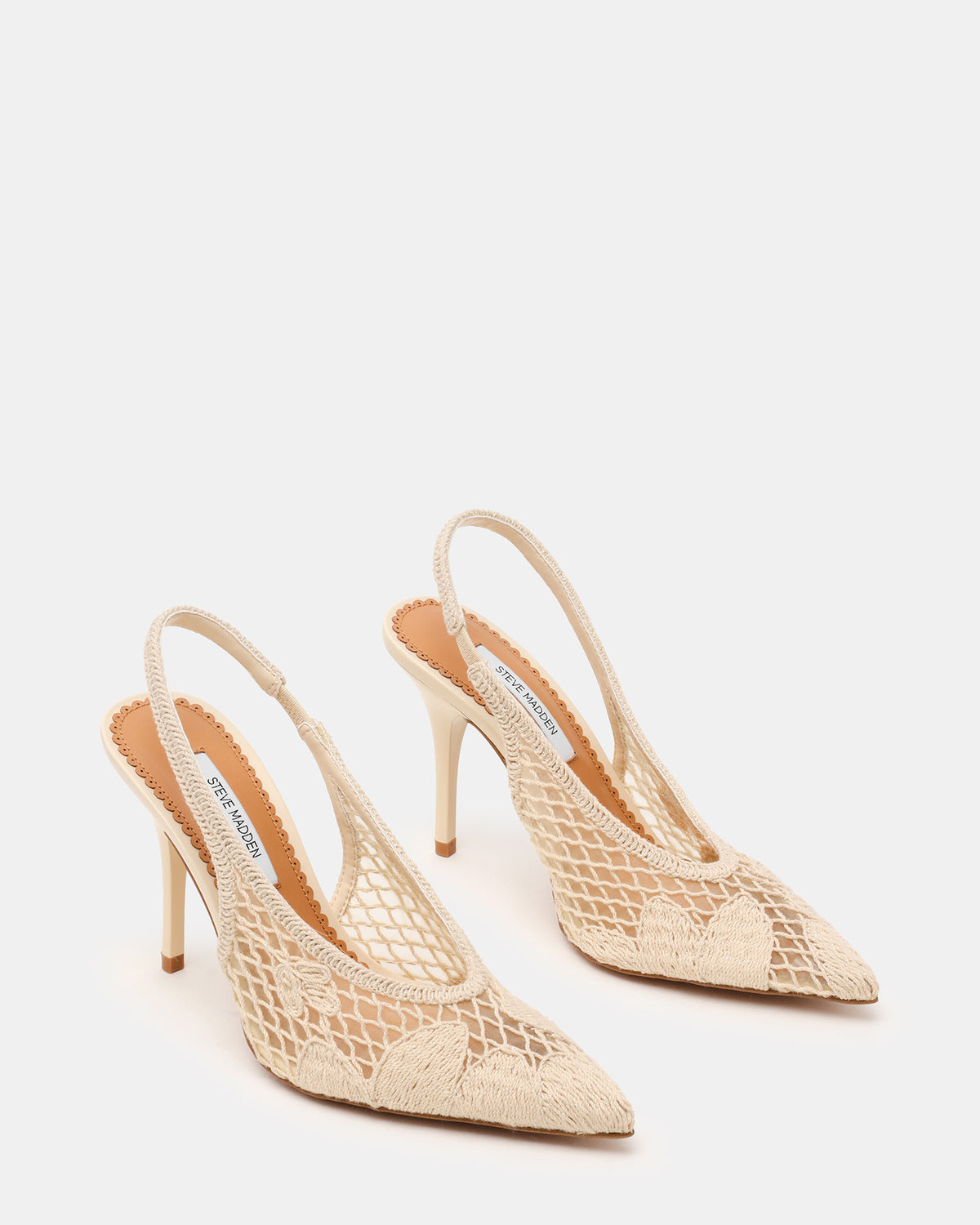 Steve Madden ANDROMEDA Crochet Bone Slingback Pointed-Toe Stiletto Pump Women's Heel
