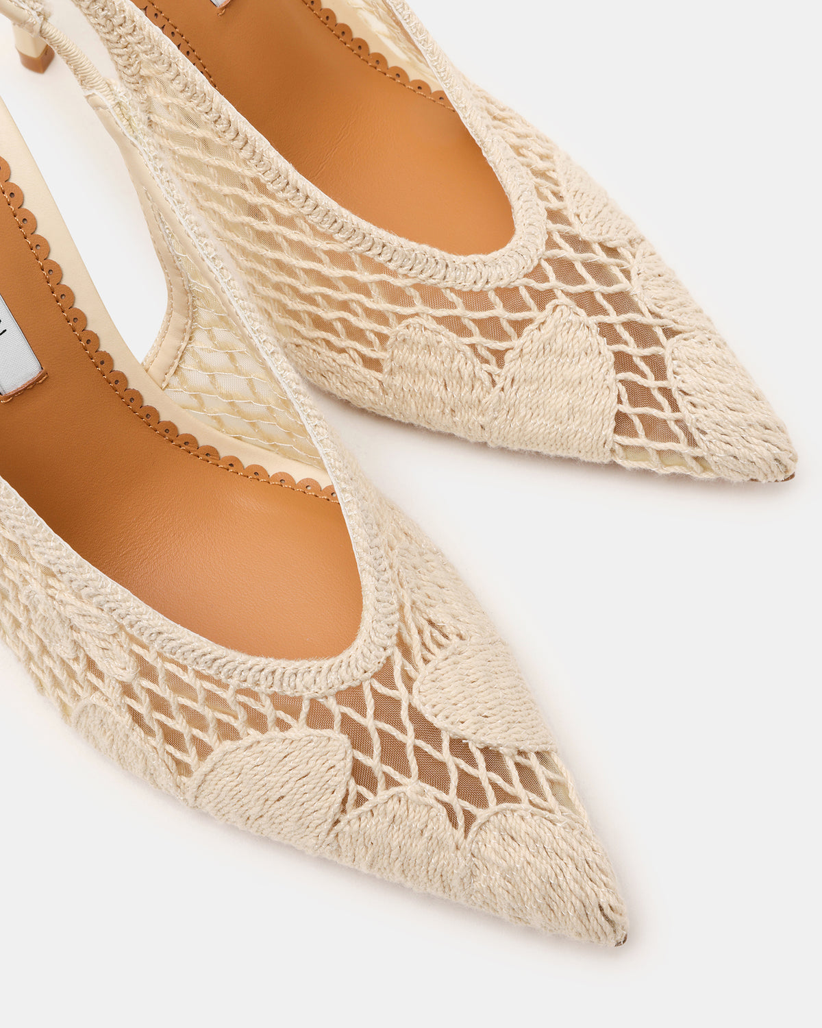 Steve Madden ANDROMEDA Crochet Bone Slingback Pointed-Toe Stiletto Pump Women's Heel
