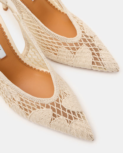Steve Madden ANDROMEDA Crochet Bone Slingback Pointed-Toe Stiletto Pump Women's Heel