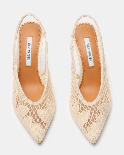 Steve Madden ANDROMEDA Crochet Bone Slingback Pointed-Toe Stiletto Pump Women's Heel