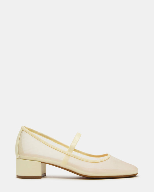 Steve Madden MURAL Butter Yellow Mary Jane Block Heel Square-Toe Women's Heel