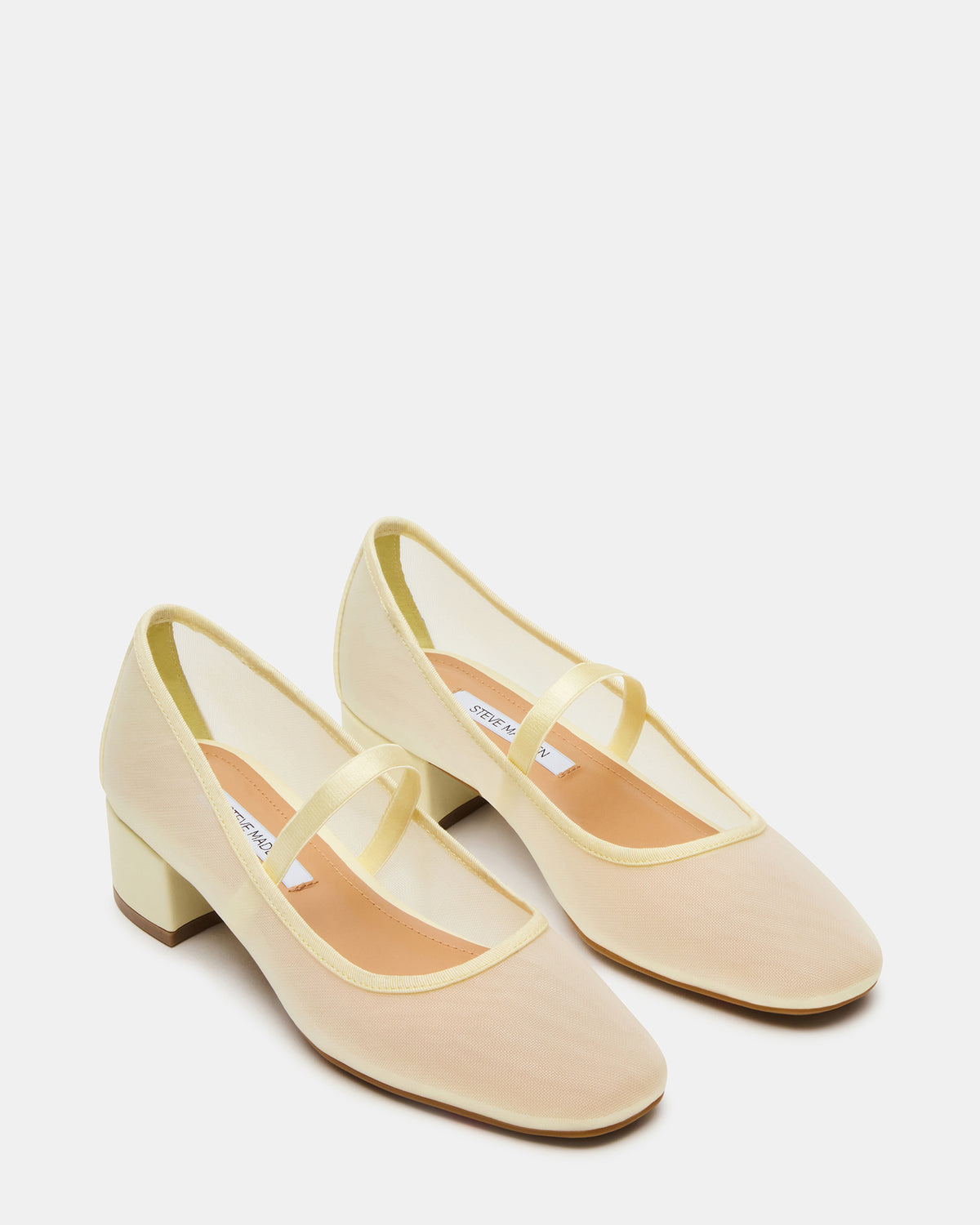 Steve Madden MURAL Butter Yellow Mary Jane Block Heel Square-Toe Women's Heel