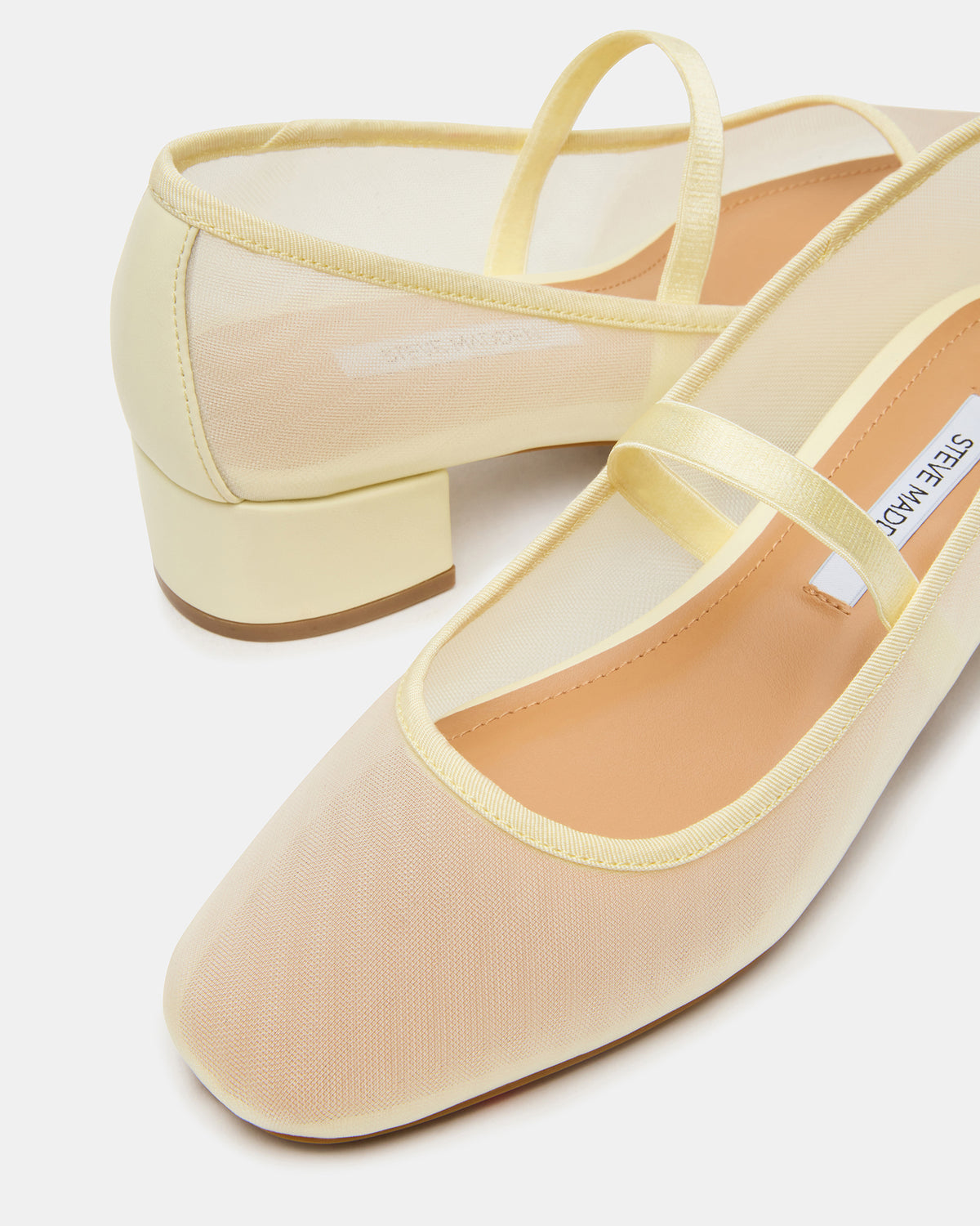 Steve Madden MURAL Butter Yellow Mary Jane Block Heel Square-Toe Women's Heel