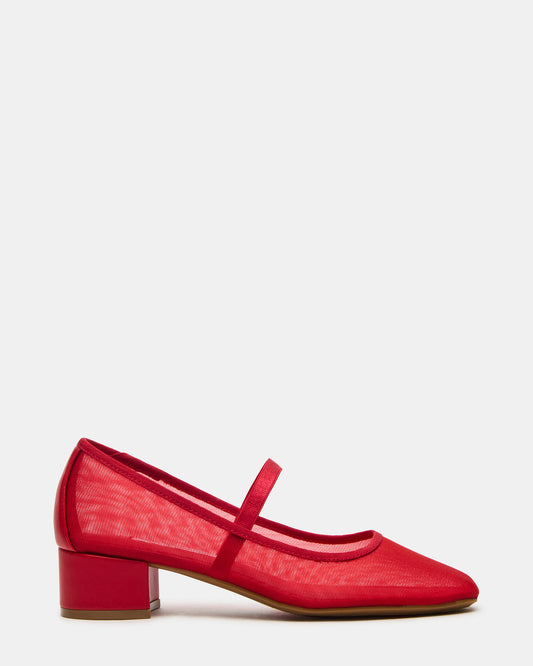 Steve Madden MURAL Red Mary Jane Block Heel Square-Toe Women's Heel