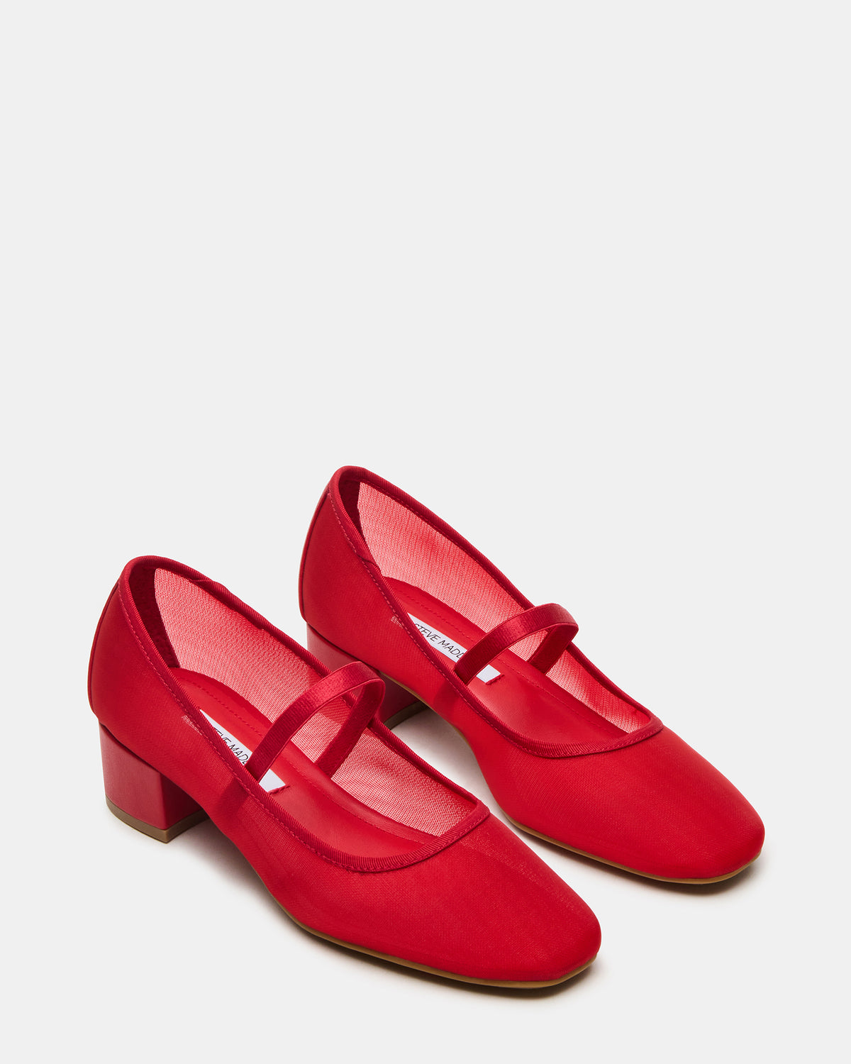 Steve Madden MURAL Red Mary Jane Block Heel Square-Toe Women's Heel