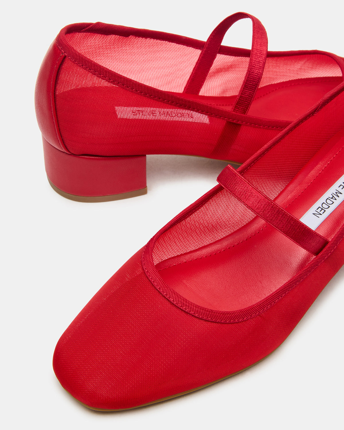 Steve Madden MURAL Red Mary Jane Block Heel Square-Toe Women's Heel