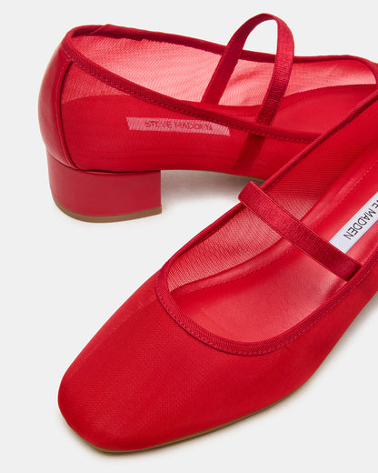 Steve Madden MURAL Red Mary Jane Block Heel Square-Toe Women's Heel