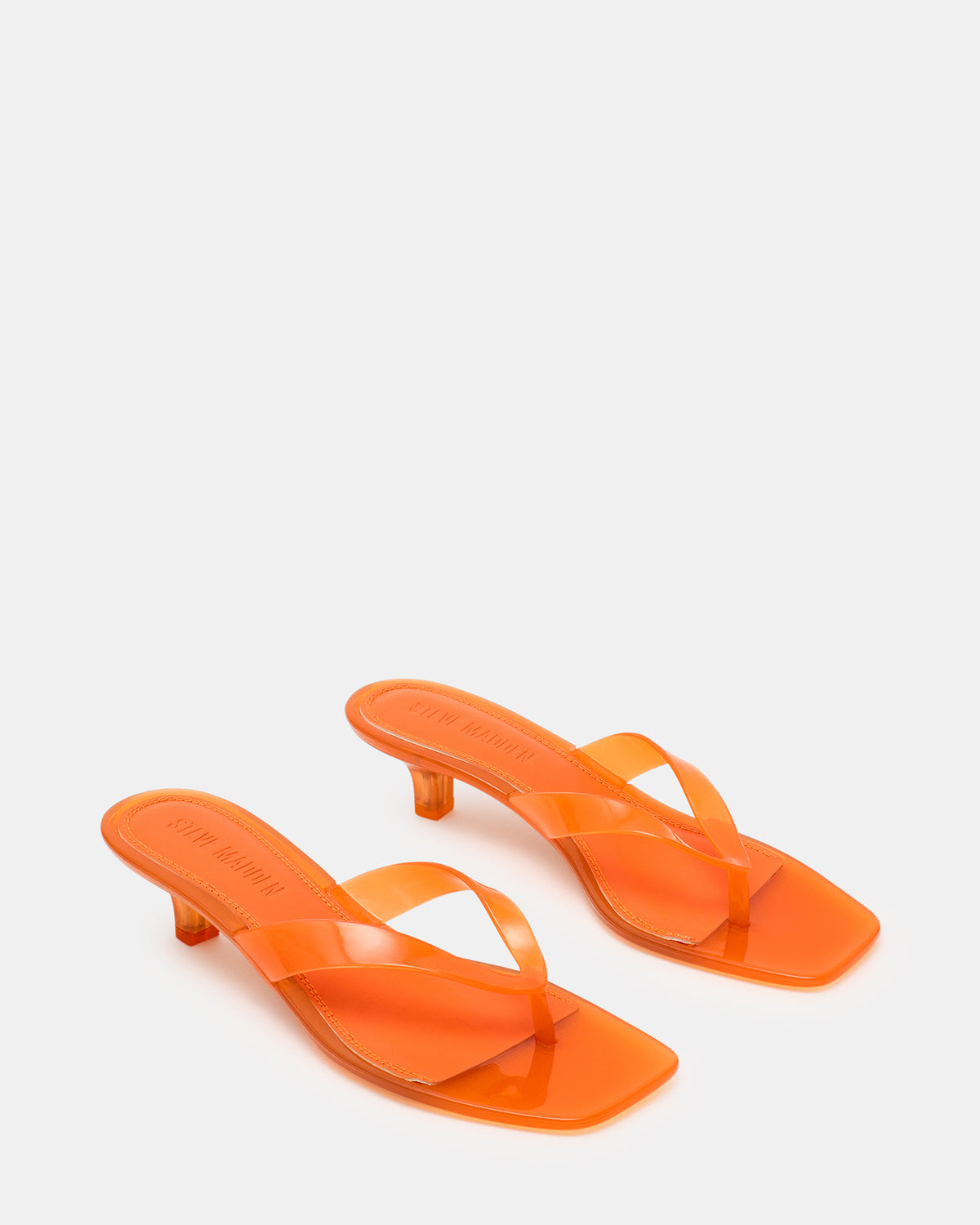 Steve Madden TRACIE Jelly Orange Thong Strap Women's Kitten Heel