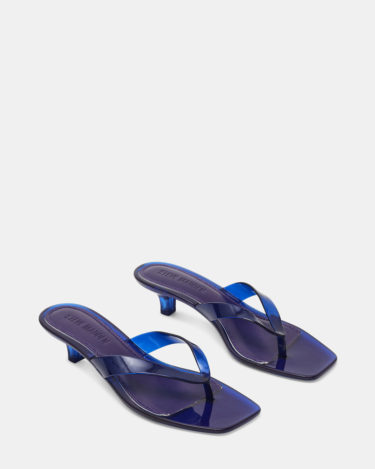 Steve Madden TRACIE Jelly Navy Thong Strap Women's Kitten Heel