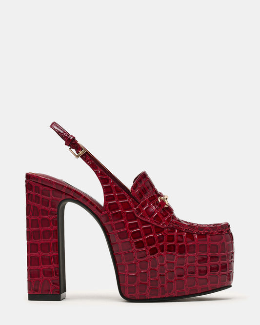 Steve Madden QUINN Red Crocodile Platform Slingback Women's Heel