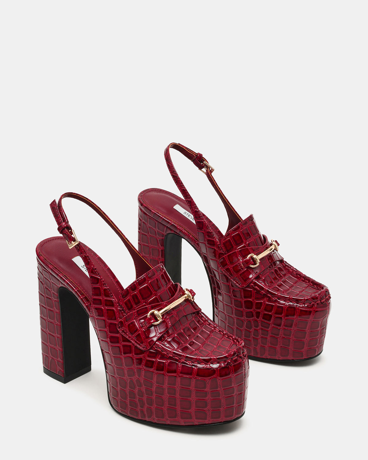 Steve Madden QUINN Red Crocodile Platform Slingback Women's Heel