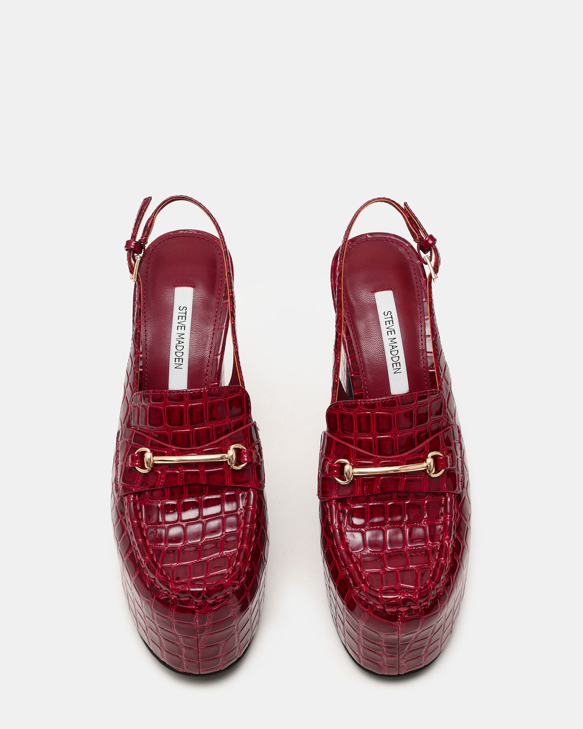 Steve Madden QUINN Red Crocodile Platform Slingback Women's Heel