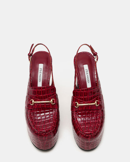 Steve Madden QUINN Red Crocodile Platform Slingback Women's Heel