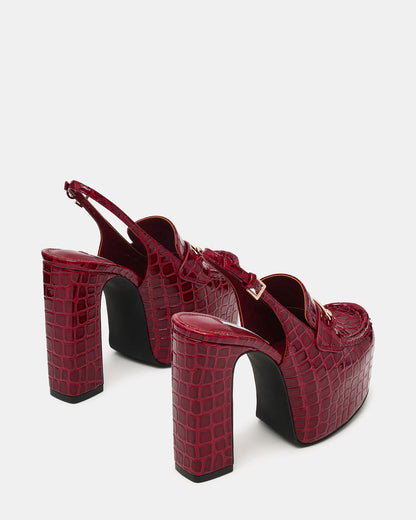 Steve Madden QUINN Red Crocodile Platform Slingback Women's Heel