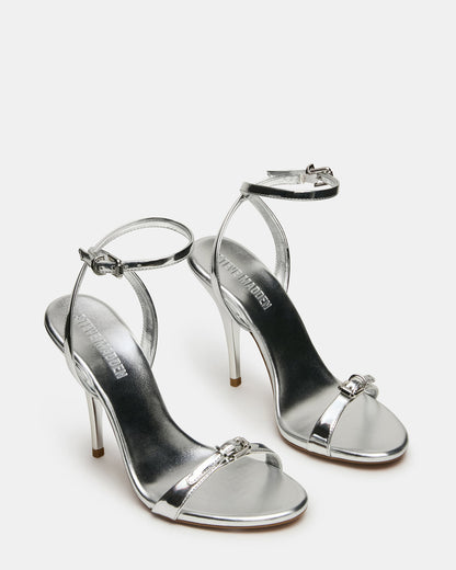 Steve Madden FOXX Silver Strappy Stiletto Open-Toe Women's Heel