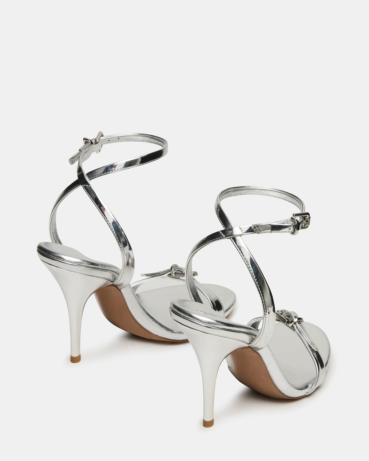 Steve Madden FOXX Silver Strappy Stiletto Open-Toe Women's Heel