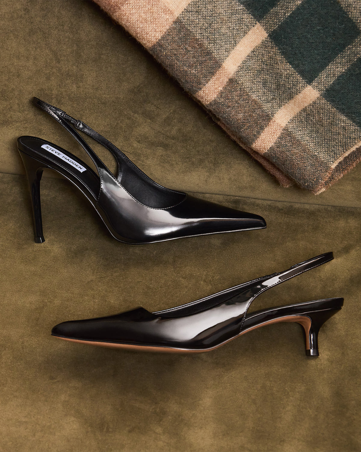 Steve Madden REYES Black Box Slingback Stiletto Pointed-Toe Pump Women's Heel