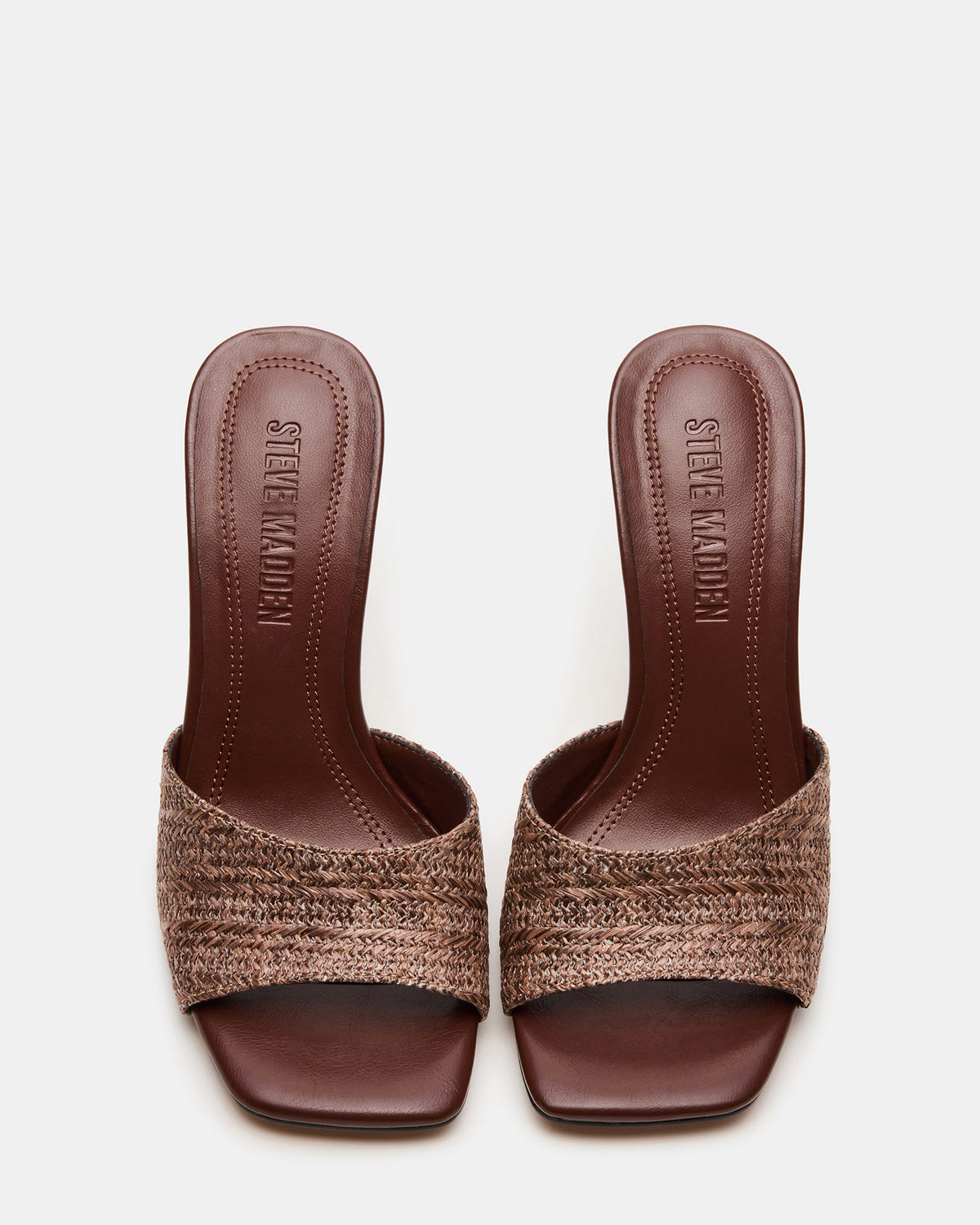 Steve Madden SIA Brown Square-Toe Mule Sculptured Beaded Women's Heel