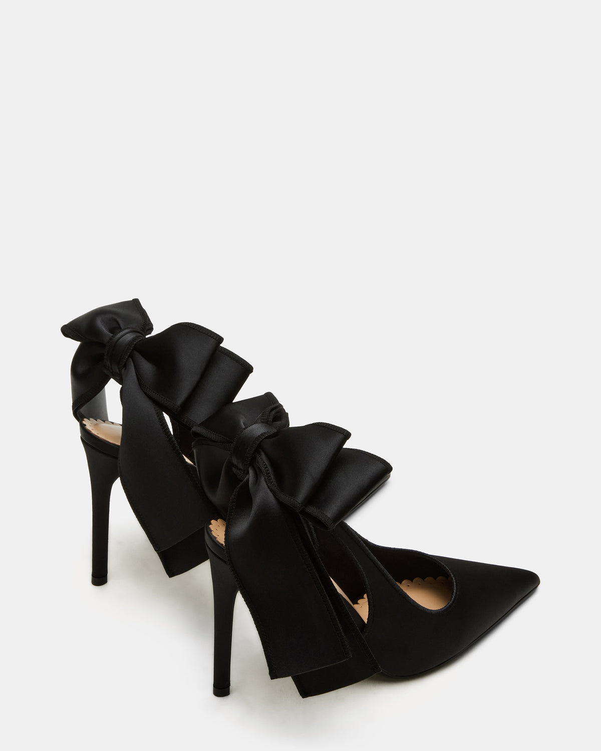 Steve Madden TEACUP Black Satin Women's Pointed-Toe Slingback Heel