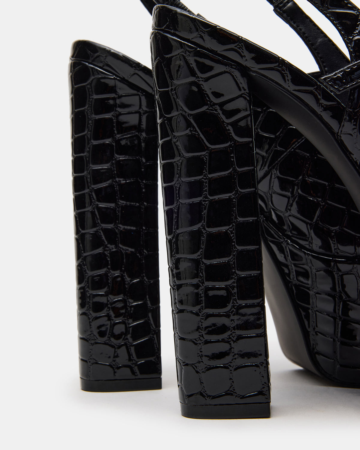 Steve Madden SCOTLYN Black Crocodile Women's Platform Block Heel