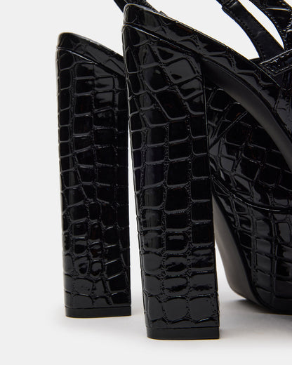 Steve Madden SCOTLYN Black Crocodile Women's Platform Block Heel