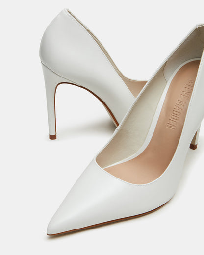 Steve Madden NOIR White Leather Pointed-Toe Stiletto Pump Women's Heels