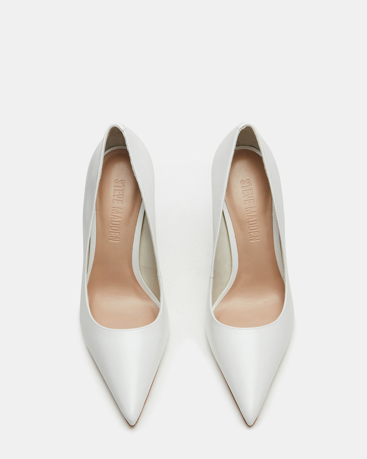 Steve Madden NOIR White Leather Pointed-Toe Stiletto Pump Women's Heels