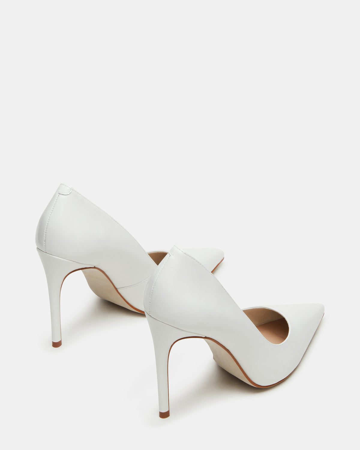 Steve Madden NOIR White Leather Pointed-Toe Stiletto Pump Women's Heels