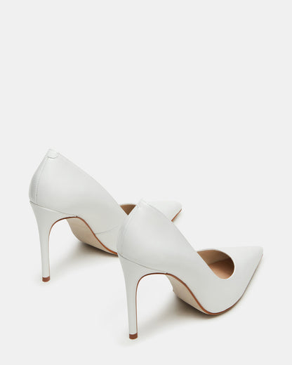 Steve Madden NOIR White Leather Pointed-Toe Stiletto Pump Women's Heels