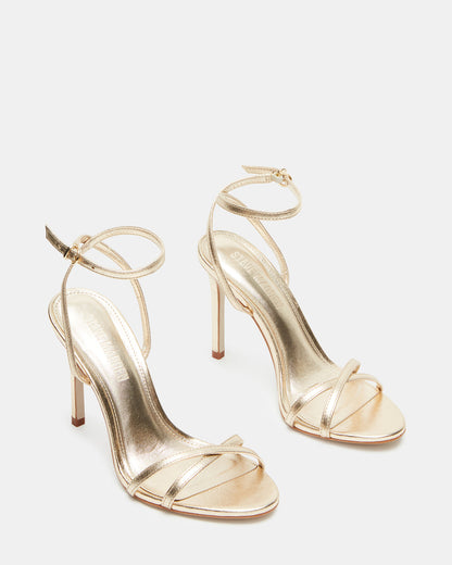 Steve Madden JYPSEY Gold Leather Strappy Stiletto Women's Heel