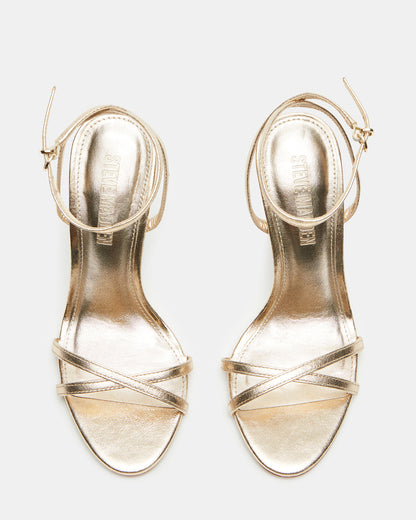 Steve Madden JYPSEY Gold Leather Strappy Stiletto Women's Heel